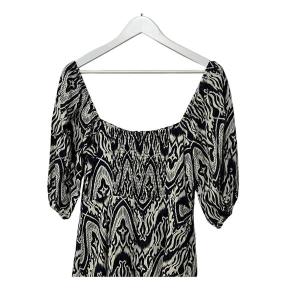 BAGATELLE COLLECTION WOMENS SIZE 8 DRESS PUFF SLEEVE IKAT MIDI DRESS BLUE NEW - Picture 9 of 15